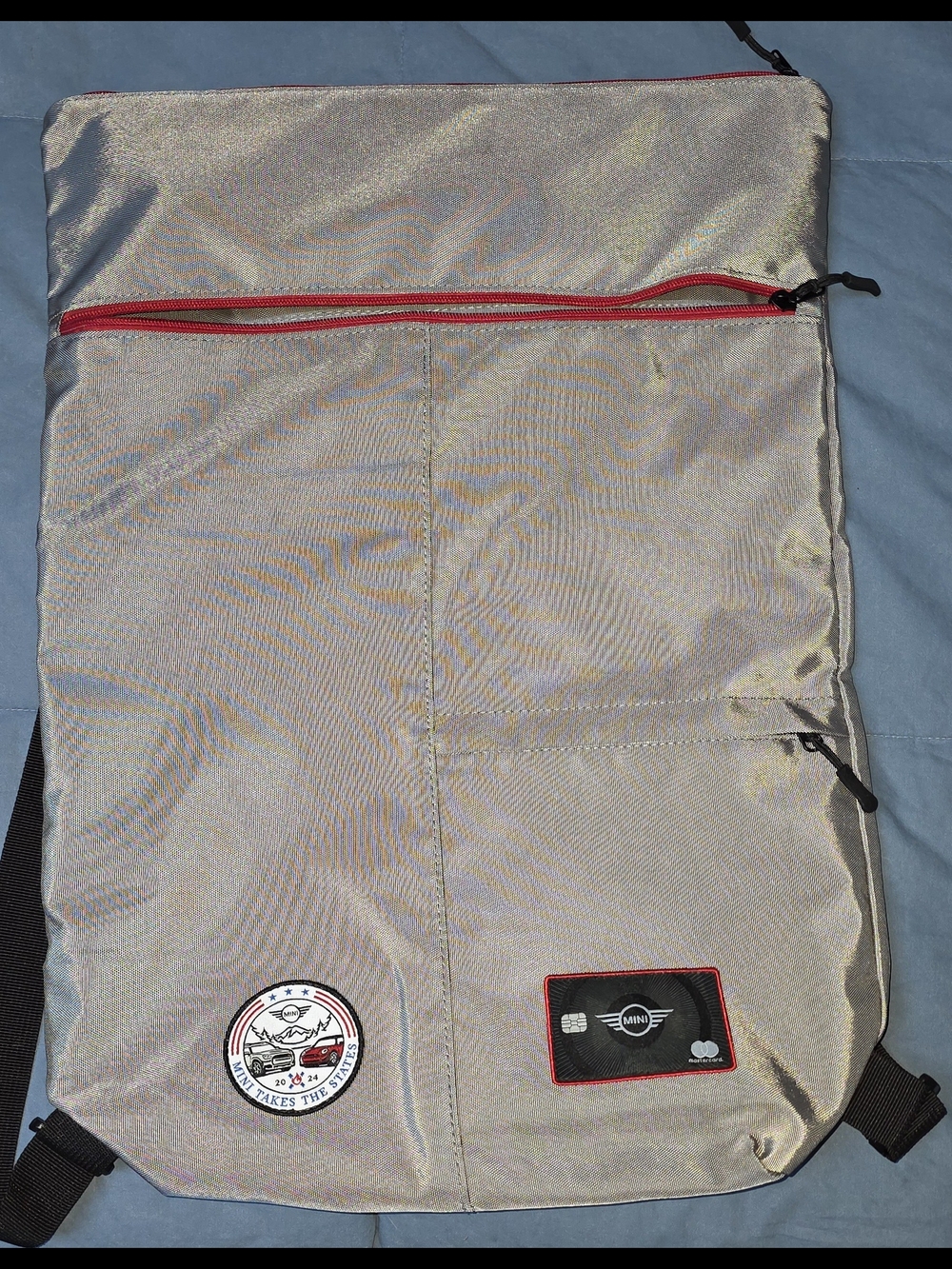 MINI Men's Silver Backpack with Red Trim